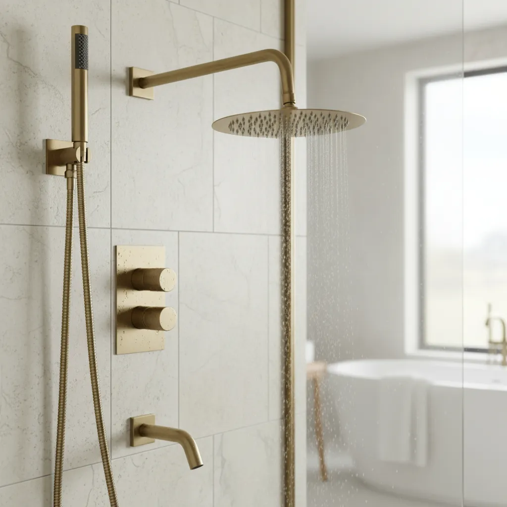 Grifería Ducha Peirano Fabric Gold 80-200g Monocomando - Image 2