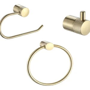 Accesorios Baño Percha + Toallero + Porta Rollo Fabric Gold