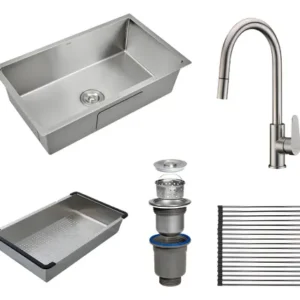 Combo Peirano Bacha De Acero Para Cocina + Griferia Vigo Monocomando