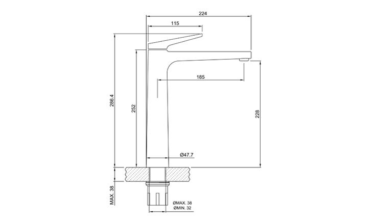 Grifería Monocomando Lavatorio Alto Peirano Wave Black - Image 3