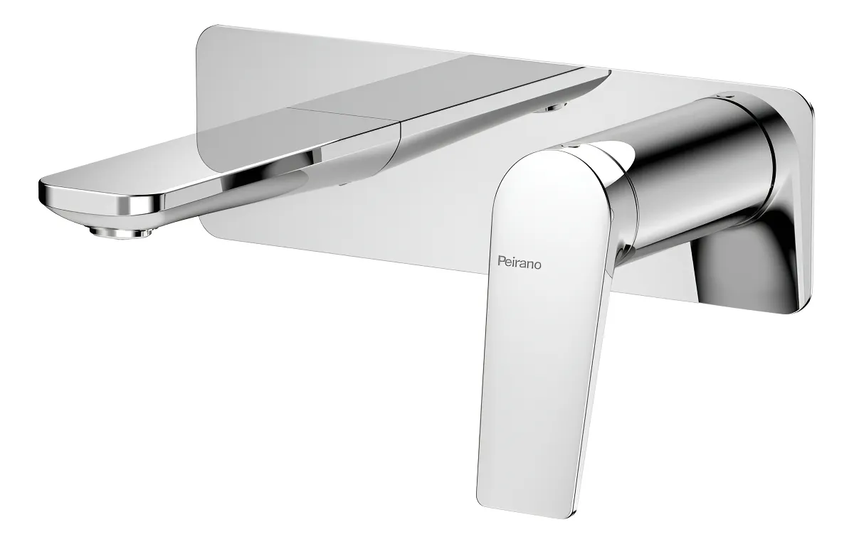 Griferia Lavatorio Monocomando Pared Baño Peirano Wave Cromo
