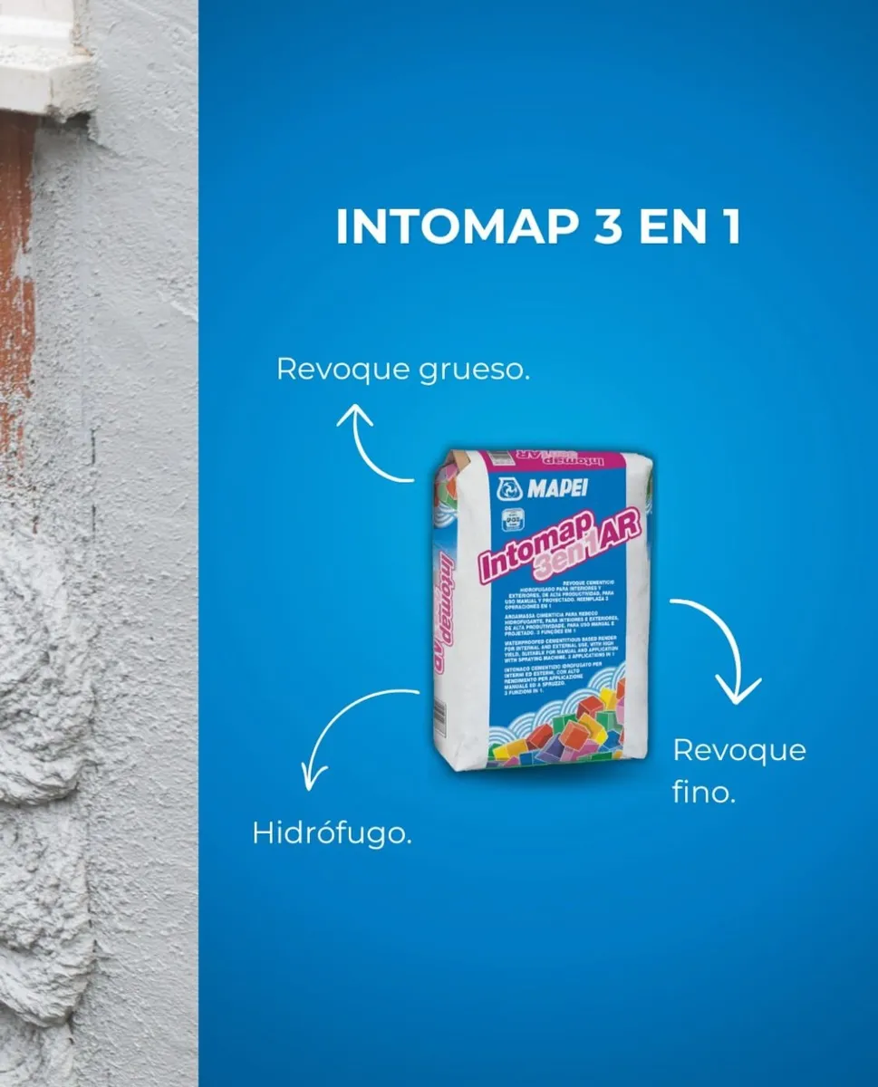 Revoque Hidrofugo Interior Exterior Intomap 3en1 Mapei 25kg - Image 3