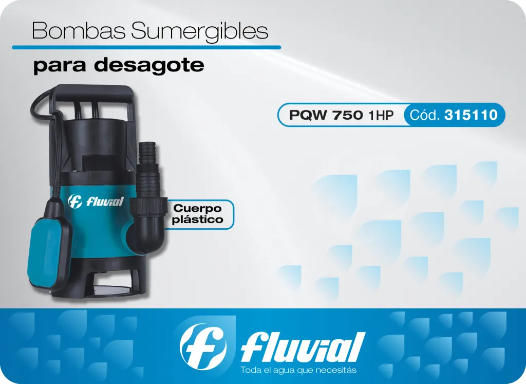 Bomba Sumergible Sumergible Fluvial Pqw 750 Azul - Image 2