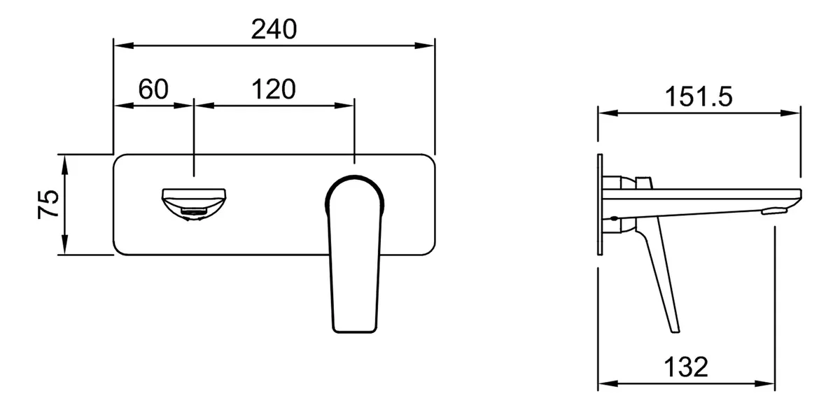 Griferia Lavatorio Monocomando Pared Baño Peirano Wave Cromo - Image 2