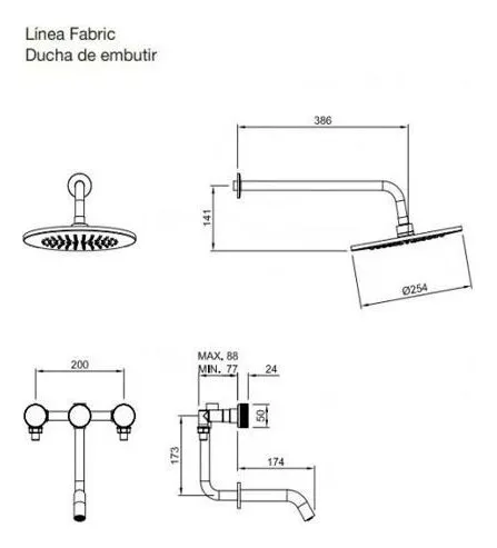Grifería Baño Ducha Fabric Peirano Dorado 80-100g - Image 2