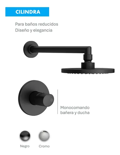 Griferia Cilindra Fv Ducha Monocomando Negro C/transfer - Image 2