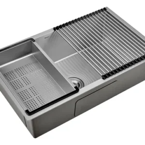 Combo Cocina Peirano Bacha Acero Niquel Griferia Beat Monoc