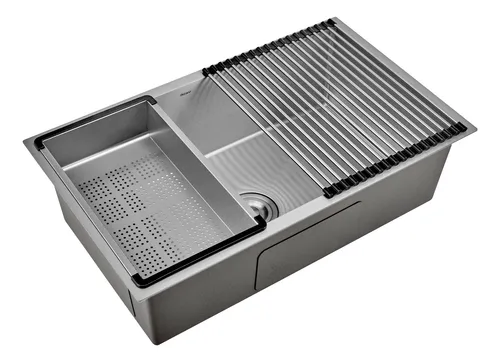 Combo Cocina Peirano Bacha Acero Niquel Griferia Beat Monoc