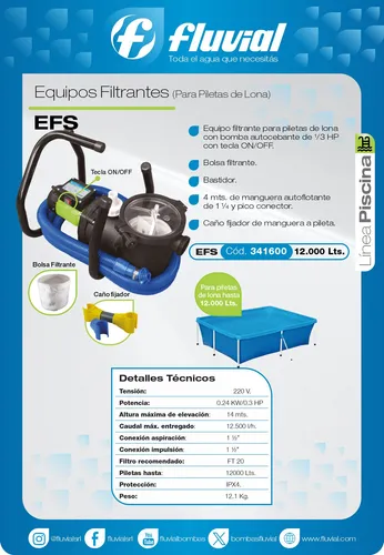 Equipo Filtrante Fluvial Pileta Lona Efs 341600 - Image 2