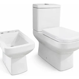 Juego Aranjuez Inodoro Largo + Tapa Caida Amortiguada + Deposito Dual + Bidet 3 Agujeros
