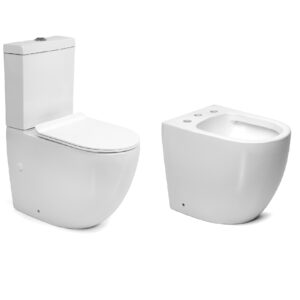 Juego de baño peirano stone blanco inodoro asiento deposito y bidet