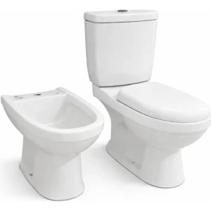 Juego Linea Mora Inodoro Largo + Tapa Caida Amortiguada + Deposito Dual + Bidet 3 Agujeros