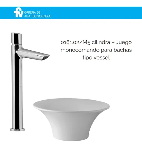 Griferia Fv Lavatorio Alto Monocomando Linea Cilindra 181.02/m5