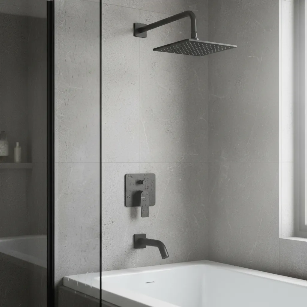 Griferia Peirano Ducha Monocomando Linea Wave black 80-168n