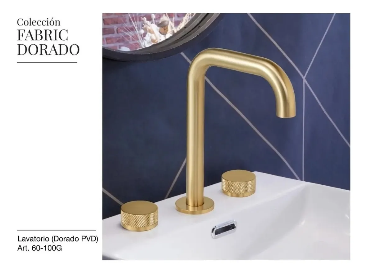 Griferia Peirano lavatorio doble comando linea fabric gold 60-100g