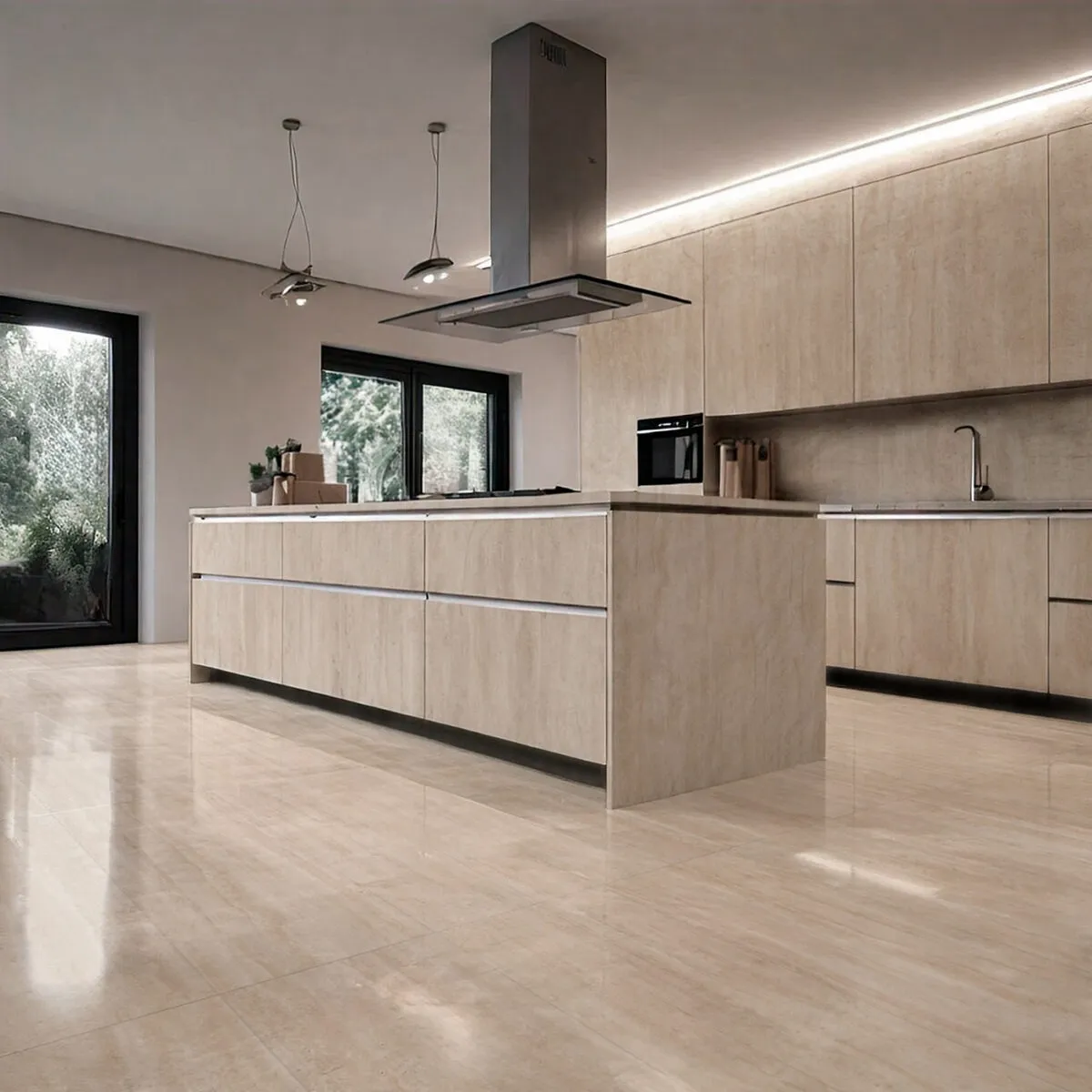 Porcelanato Pulido cerro negro Travertino Romano