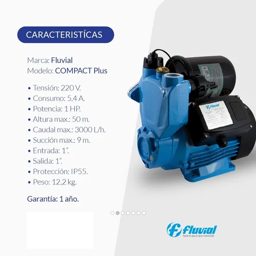 Bomba Presurizadora Fluvial Compact Plus 1 Hp 6 Consumos - Image 2