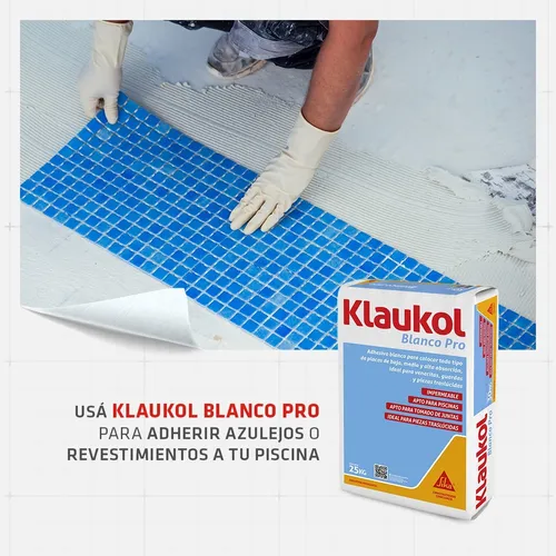 Pegamento Klaukol Blanco Pro 25kg Piscinas Piletas Venecitas
