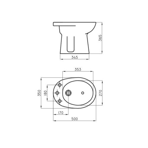 Ferrum Bidet Baño Andina 3 agujeros blanco