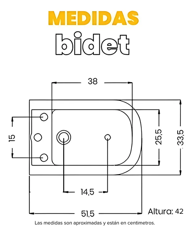 Medidas bidet de 3 agujeros linea aranjuez
