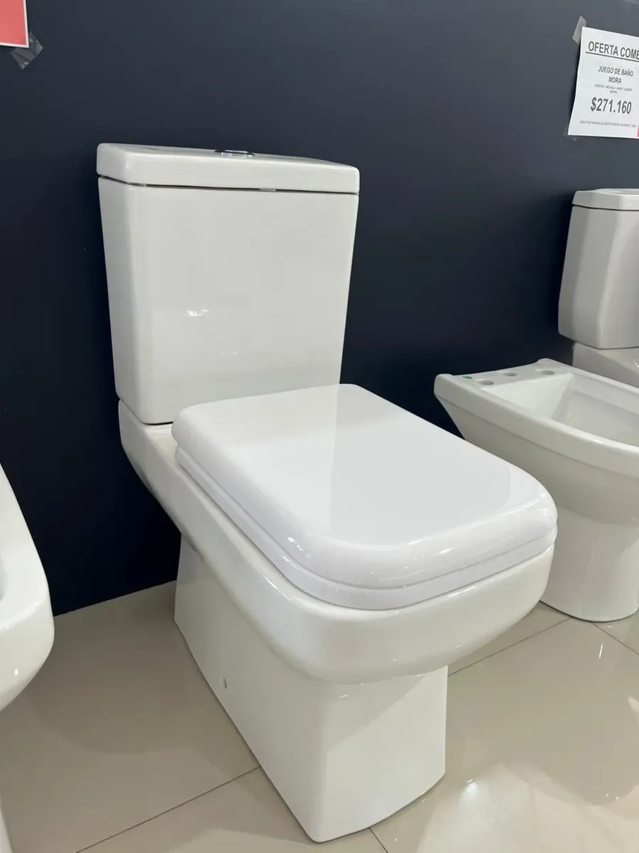 Inodoro Largo Con Tapa caida amortiguada Deposito Doble Descarga Dual Aranjuez Baño