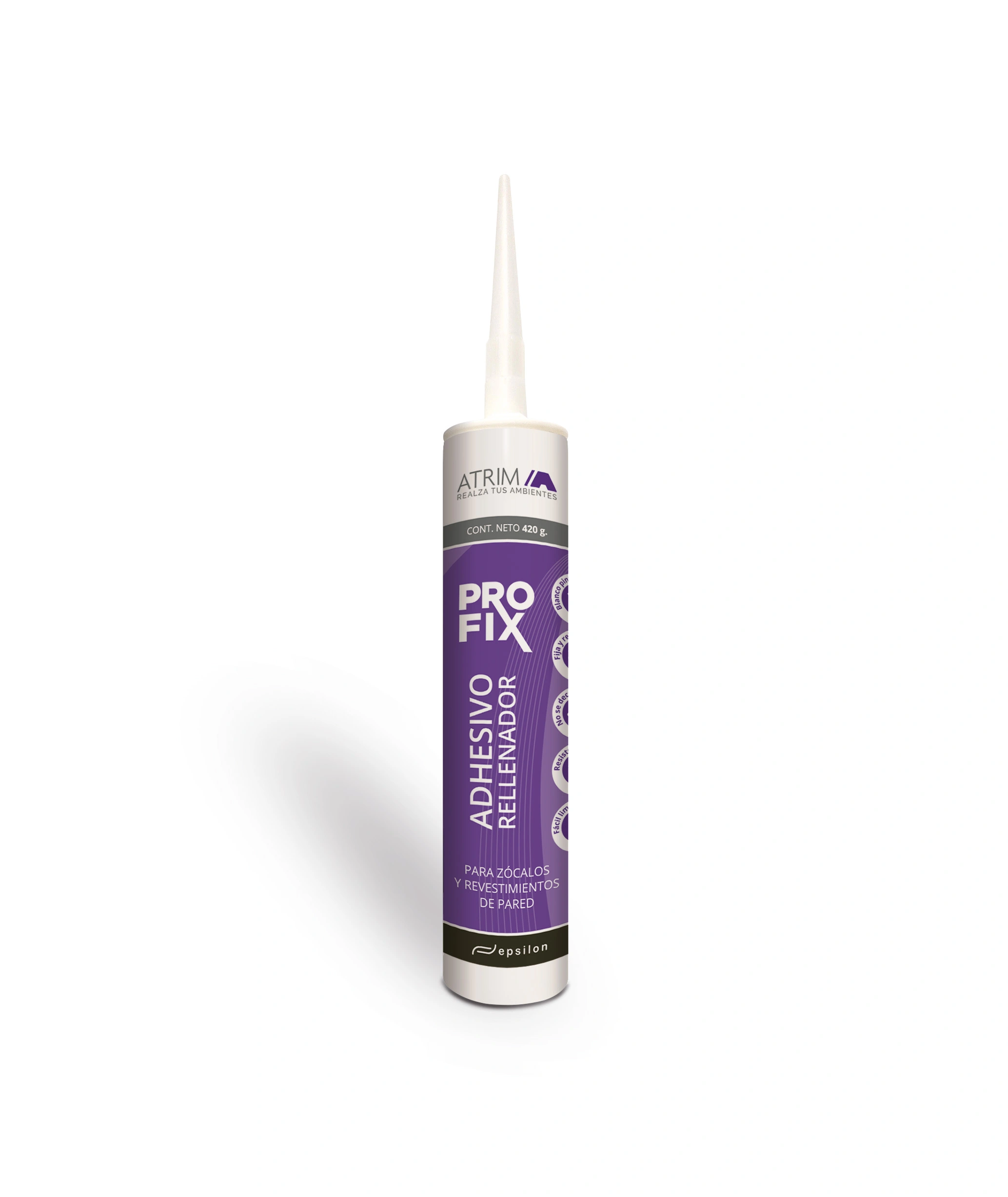 Pro-Fix Adhesivo Rellenador Blanco 420g Cartucho Atrim para zocalos y marcos