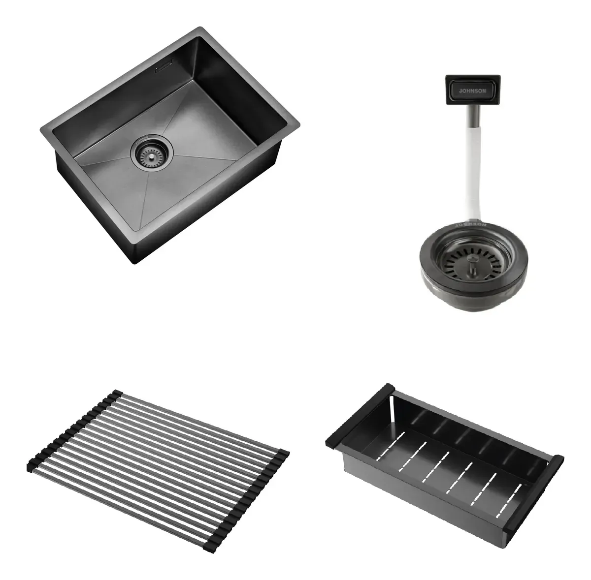 Pileta Bacha Cocina Acero Negro Black Johnson Signature Enkel 55 55x42x22cm acero 304