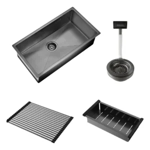 Pileta Bacha Cocina Acero Negro Black Johnson Signature Enkel 75 75x42x22cm acero 304