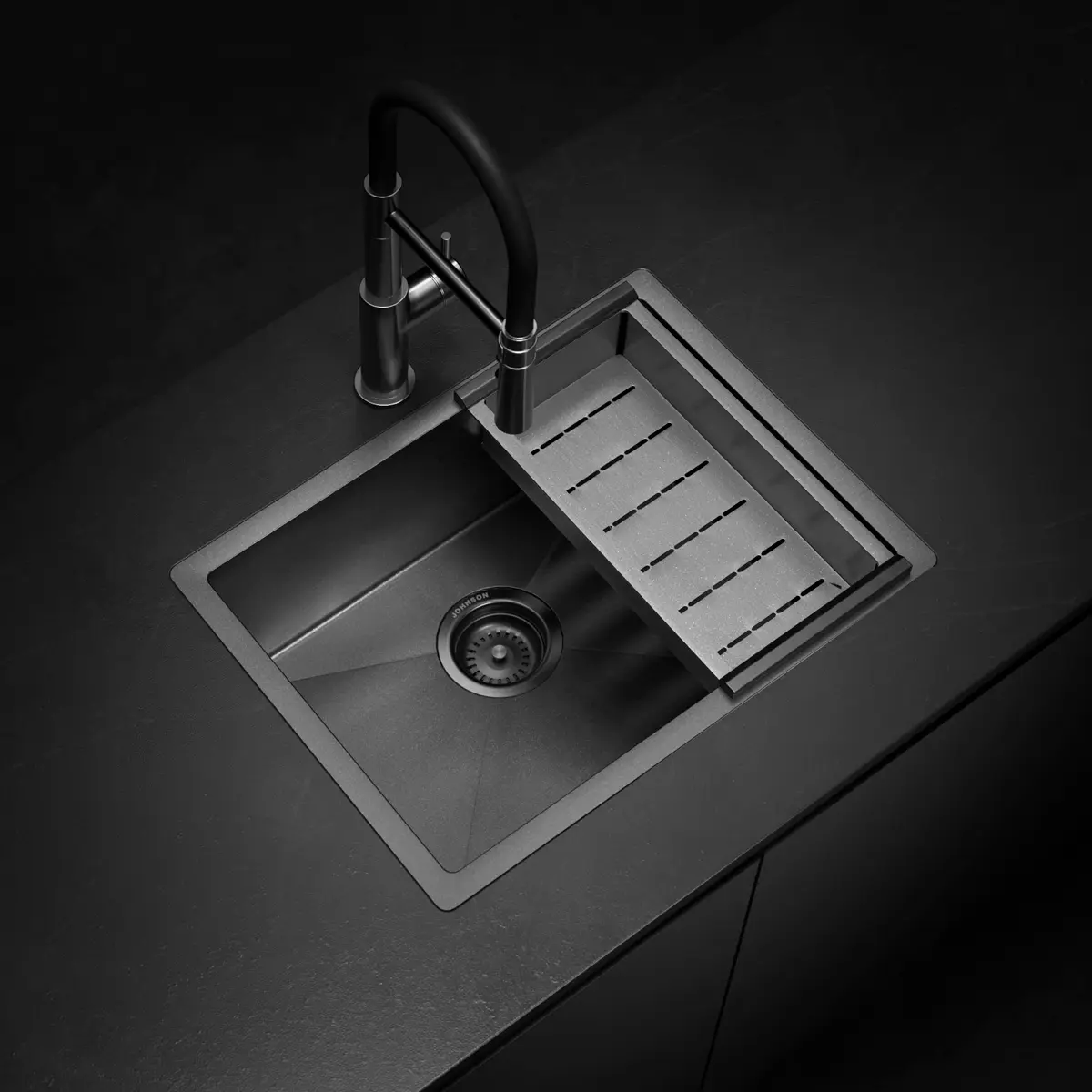 Pileta Bacha Cocina Acero Negro Black Johnson Signature Enkel 55 55x42x22cm acero 304