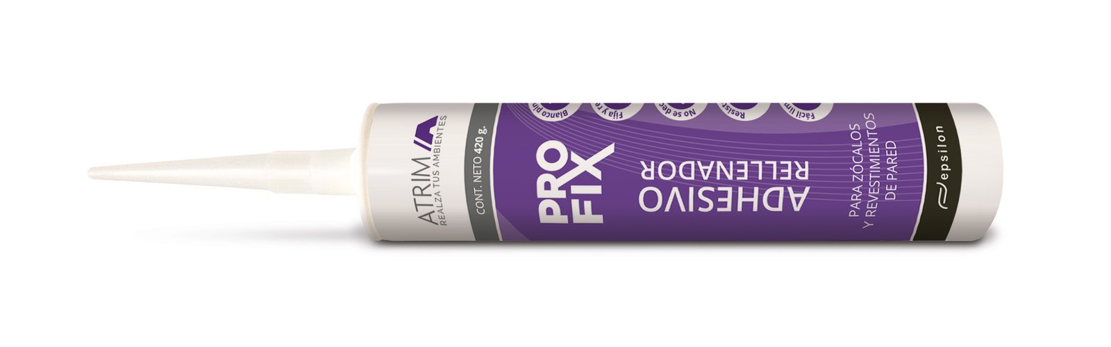 Pro-Fix Adhesivo Rellenador Blanco 420 gramos Cartucho Atrim para zocalos y marcos