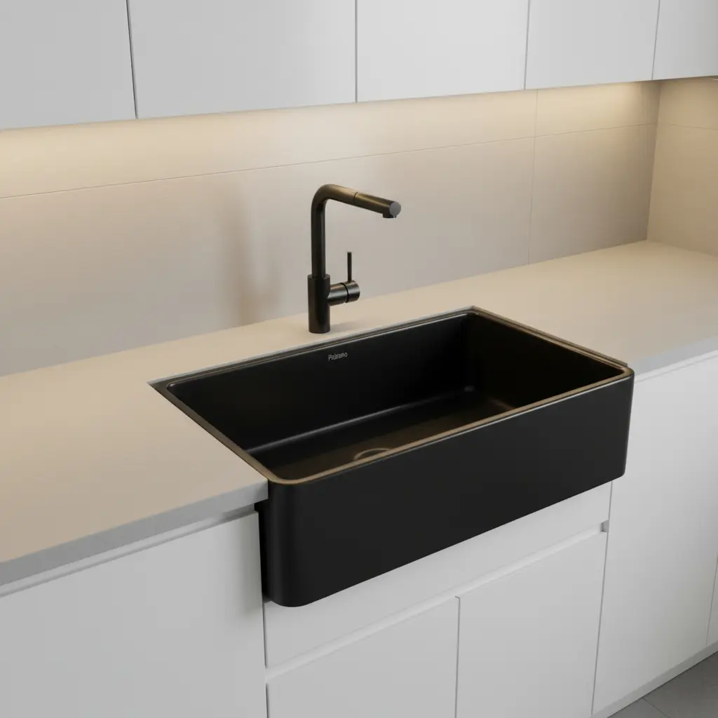 Pileta Bacha Ceramica de Cocina de Apoyar Negro Peirano 61x45,7cm