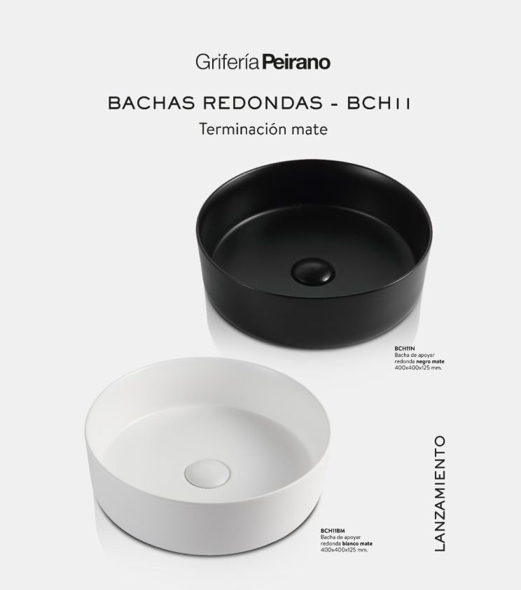Bacha Peirano para Baño REDONDA BLANCA O NEGRA