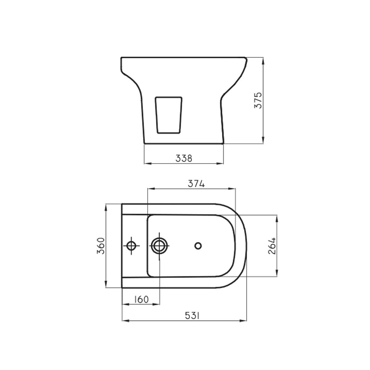Bidet Ferrum Bari 1 agujero blanco BKM1-B Medidas